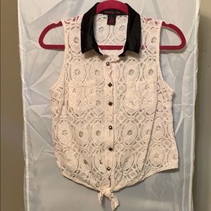 White collared unique tee!